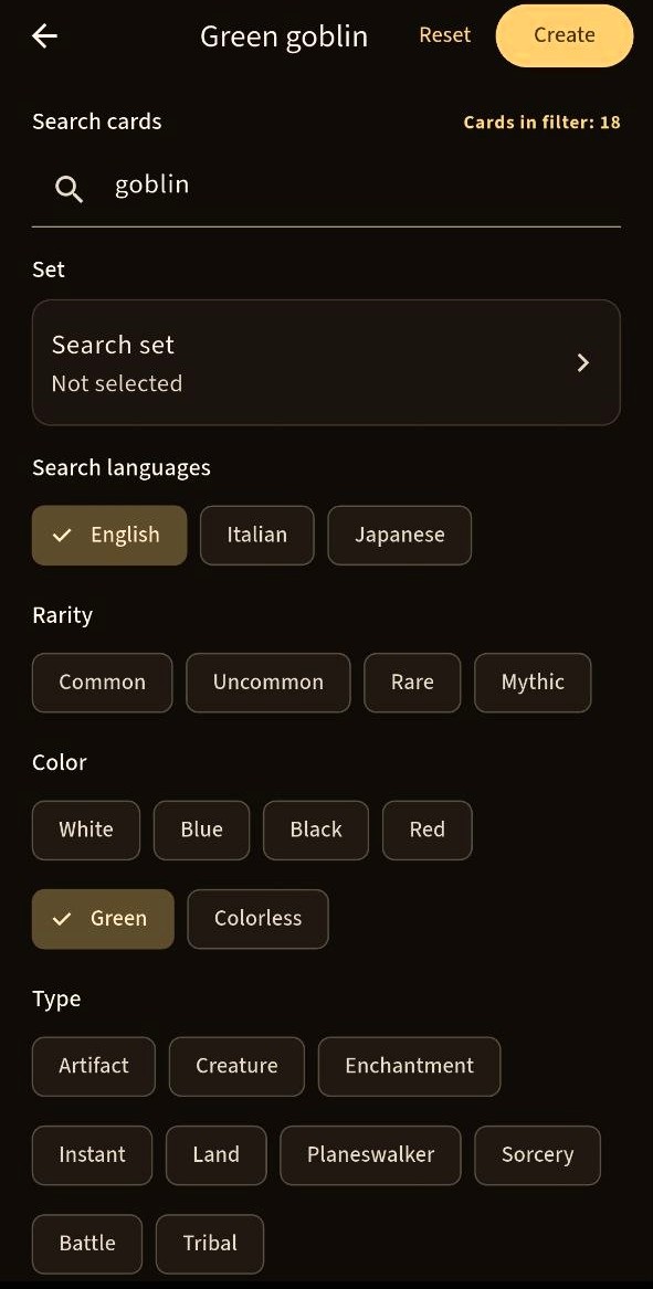 Advanced filter screen in BinderVault