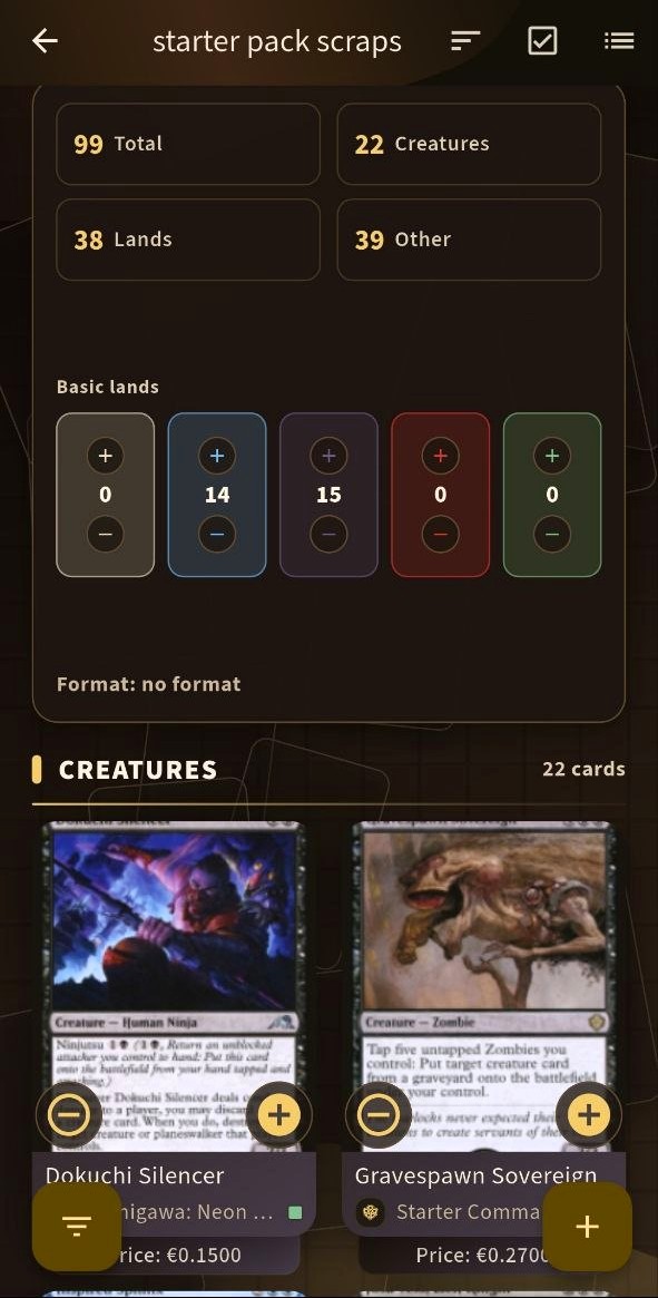 BinderVault deck screen